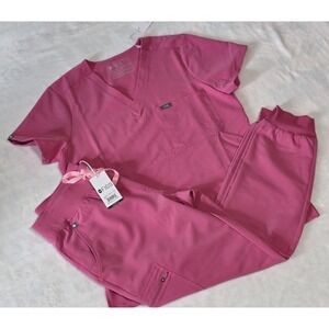 FIGS NWT Catarina Scrub Top Zamora Jogger Set Medium F*ing Pink 🎀 LIMITED COLOR